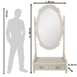Miroir sur pied Gris, MDF et Verre 85x30x180 cm