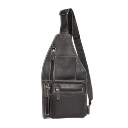 Bolso bandolera en 3 colores de piel de búfalo con bandolera regulable y 5 compartimentos con cremallera
