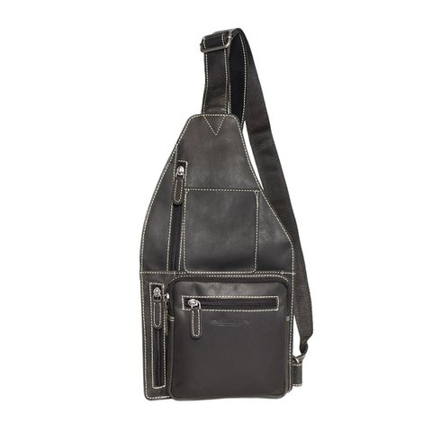 Crossbody bag in 3 colors of buffalo leather with an adjustable shoulder strap and 5 zipped compartments