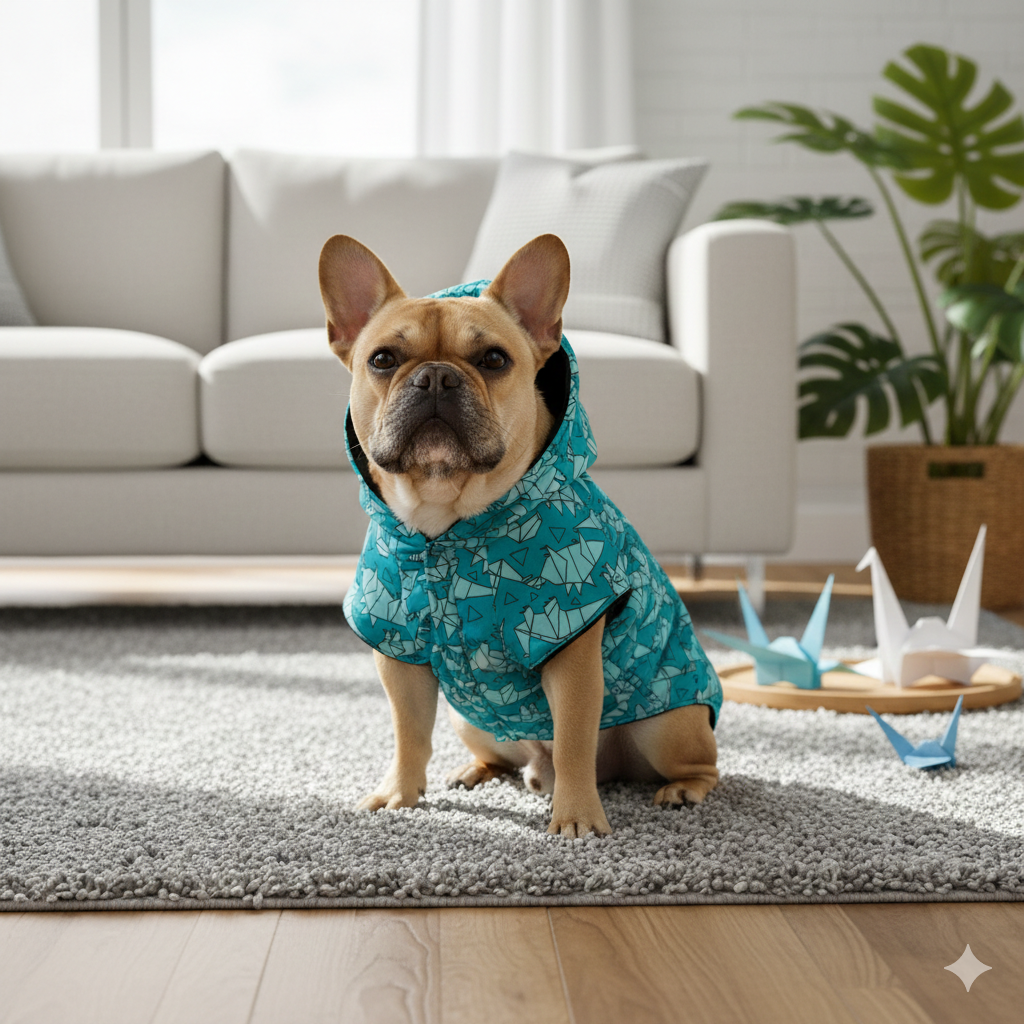 Alpha Dog Origami Print Blue Waterproof Jacket (5-Pc Set)