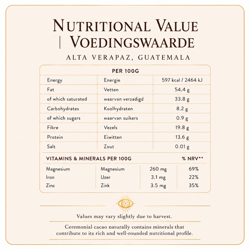 100% Ceremonial Cacao | Natural (10 pieces)