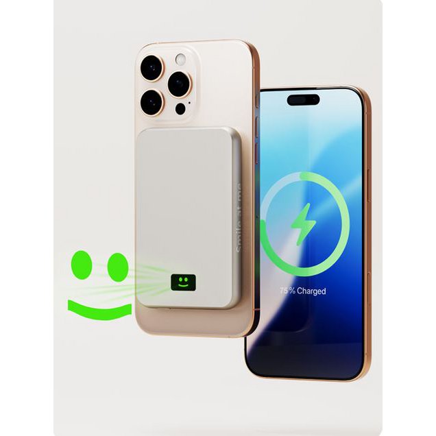 🔋 Smile Gan 100W - PowerBank 5000 Mah Wireless Magsafe with mirror 🔋
