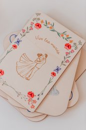 Tarjetas de felicitación de madera: boda
