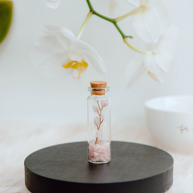 Wish bottle love card rosequartz