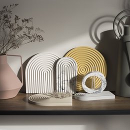 Biała taca łukowa Jesmonite 22cm