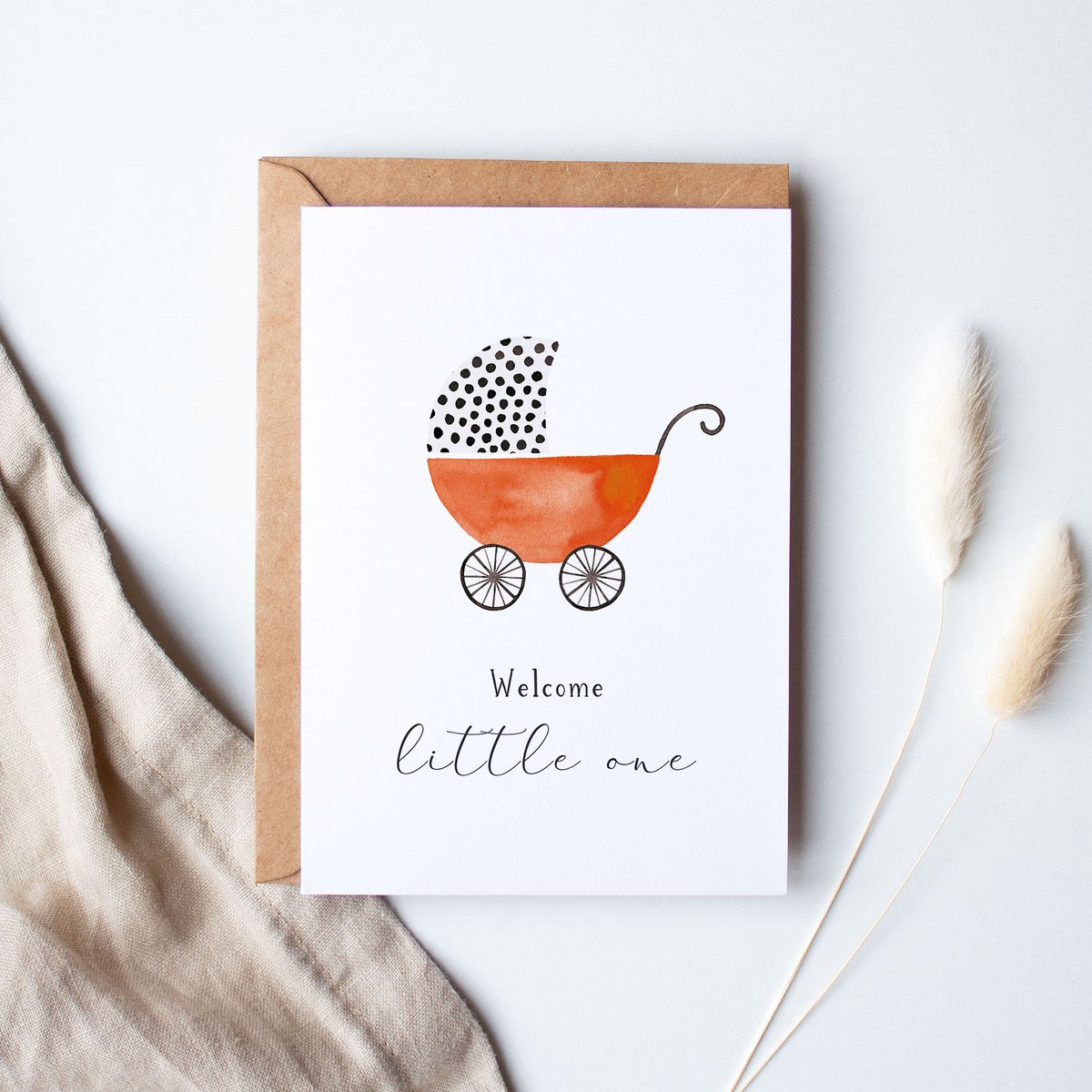 Folded card "Birth card pram" | birth | different colors