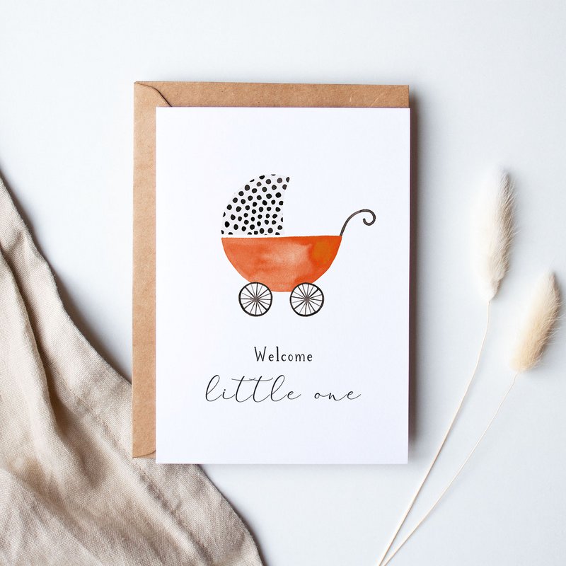 Folded card "Birth card pram" | birth | different colors
