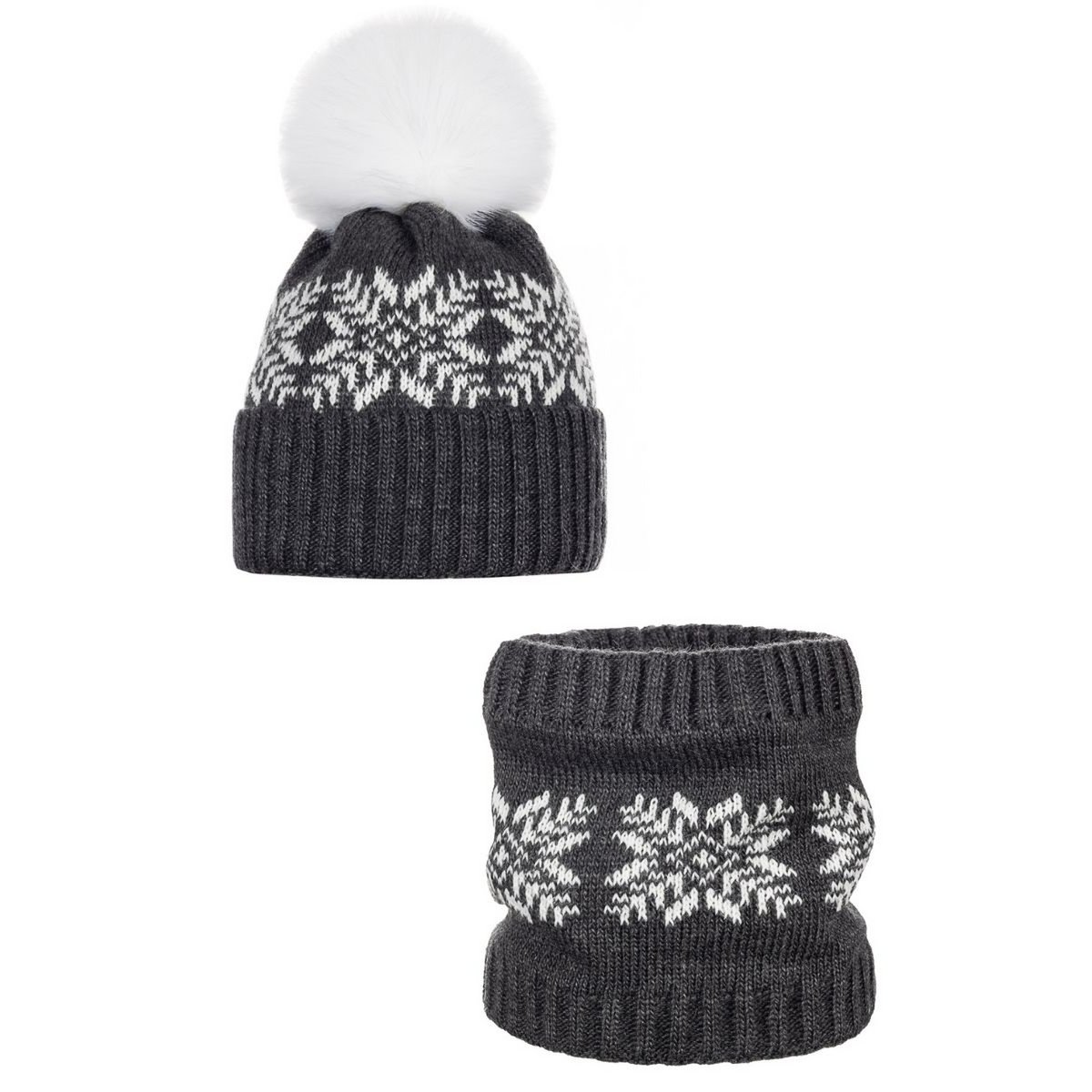 Unisex hat with a scarf BRUNA - GRAY