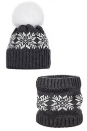 Unisex hat with a scarf BRUNA - GRAY