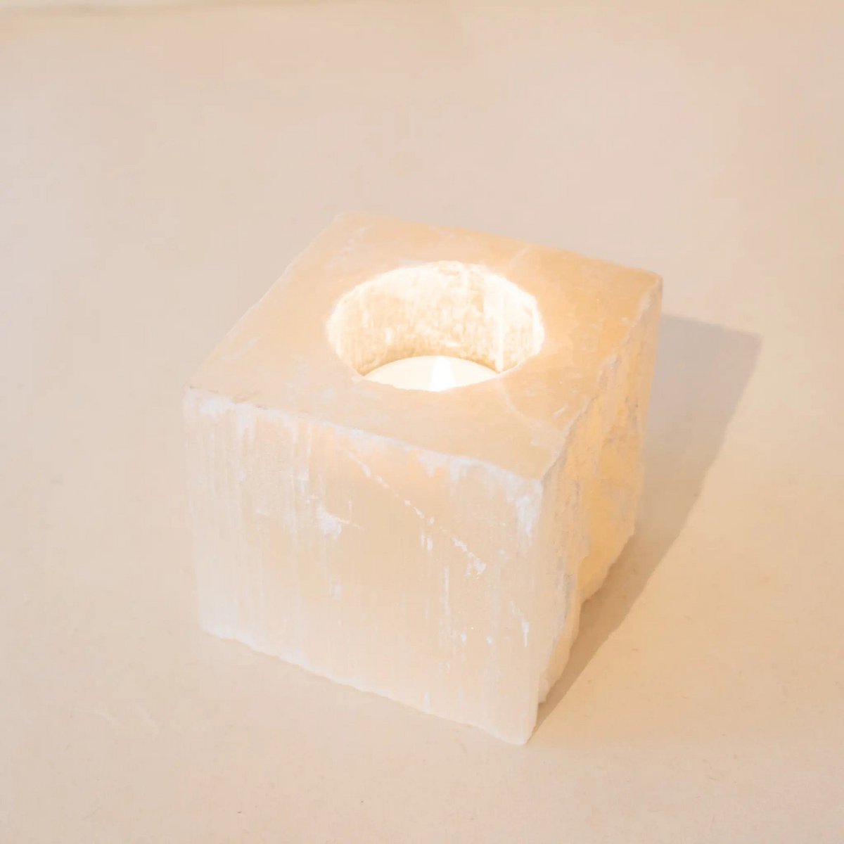 Selenite theelicht vierkant