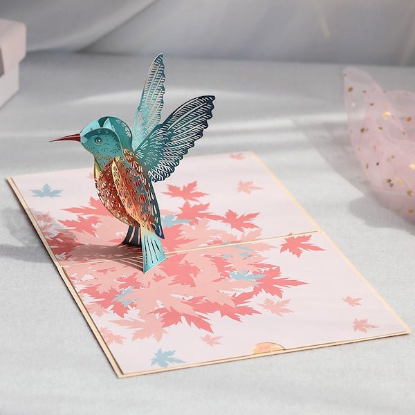Pop-up-Grußkarte mit verzaubertem Kolibri