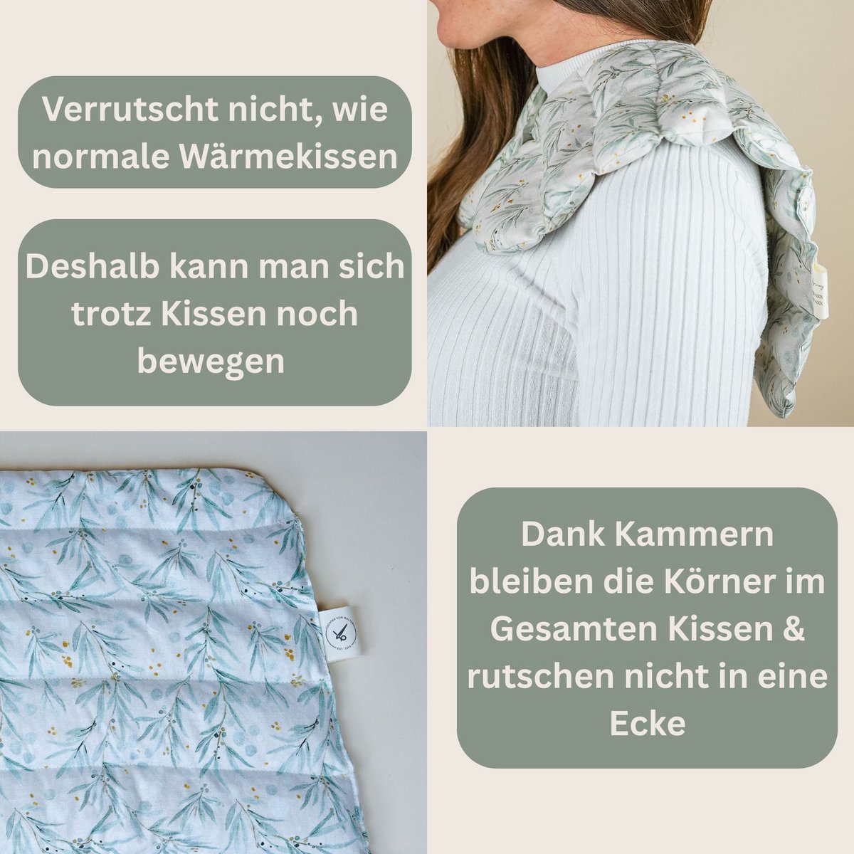 Spelled pillow for neck made of cotton - olives