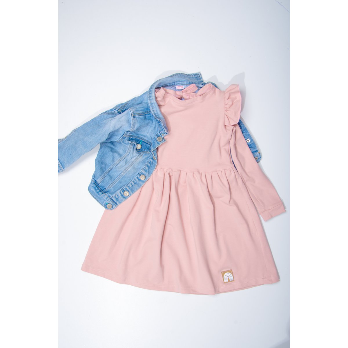 Robe rose à manches flottantes pour bébé fille