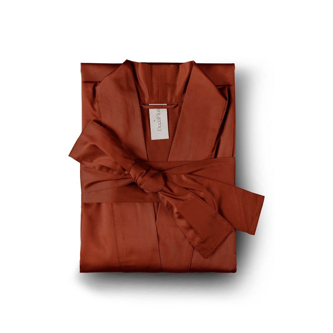 Albornoz kimono de satén Terracota Sólida