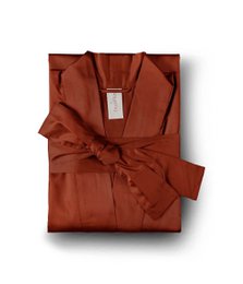 Satin kimono badekåbe Solid Terracotta