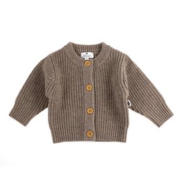 Knitted Woolen Baby Cardigan - Merino Wool - Cobble