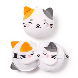 Relaxeazzz Adoramals Pets Lola die Katze Plüsch-Reisekissen und Augenmaske