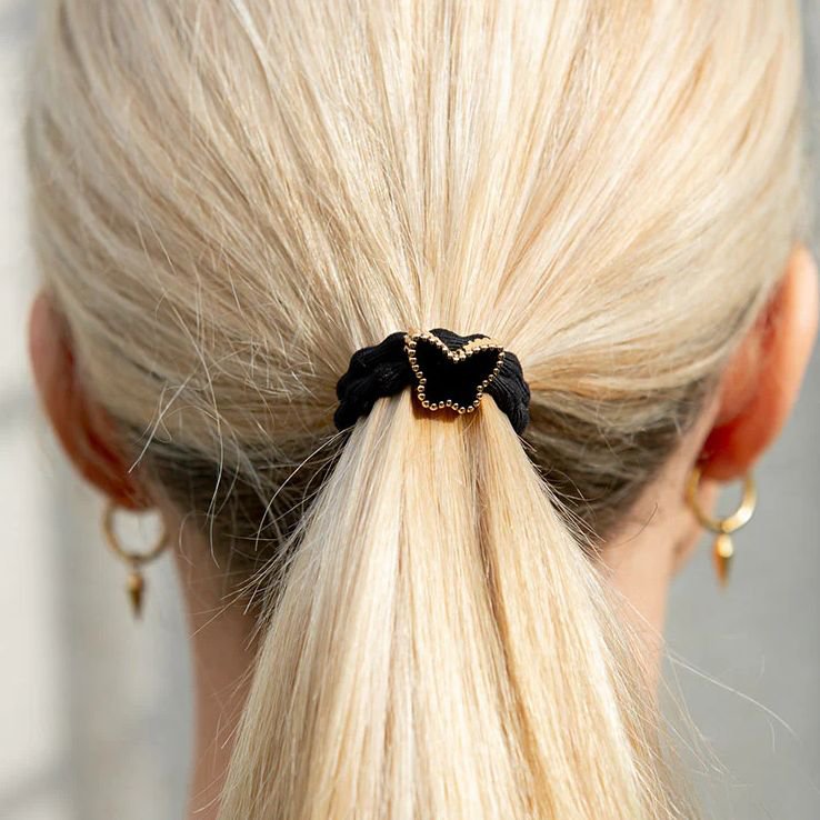 Elastique cheveux coeur beige