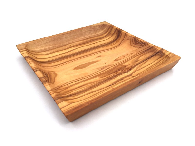 Piatto 20 x 20 cm Piatto da portata quadrato in legno di ulivo