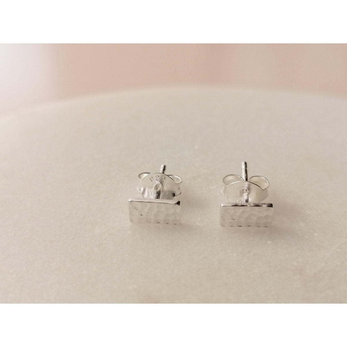 Puristic rectangular ear studs made of 925 sterling silver