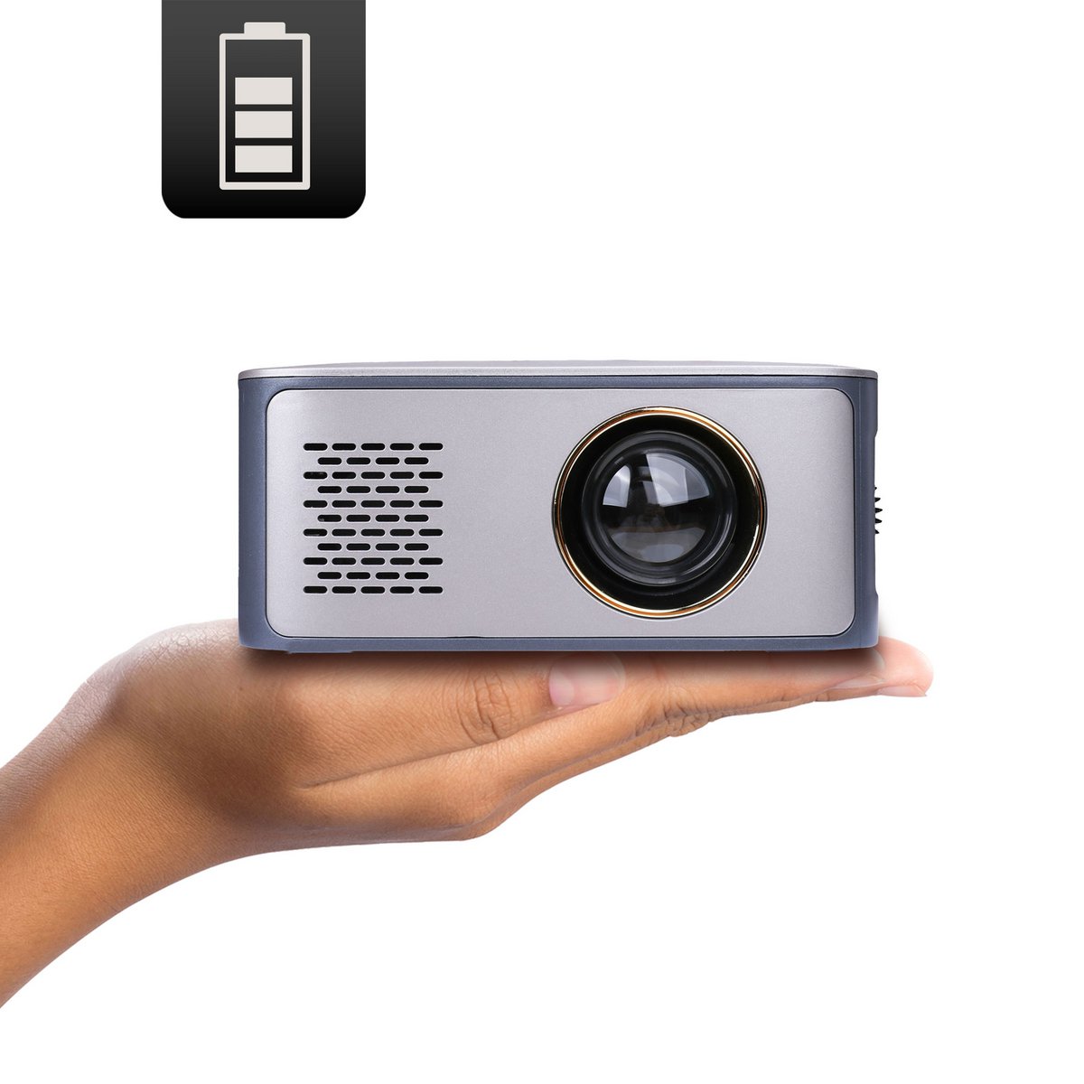 LV-HD120 LED projector with integrated rechargeable battery