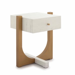 MESITA DE NOCHE 51X45X61 MADERA BLANCO/METAL DORADO TH1603600