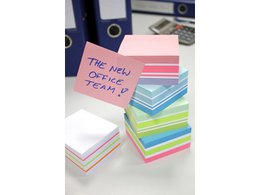 Info notes 75x75mm assorti blok a 400 vel roze, wit, paars