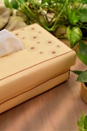 Hand Woven Cotton Tissue Box - Japanese Hand Embroidery
