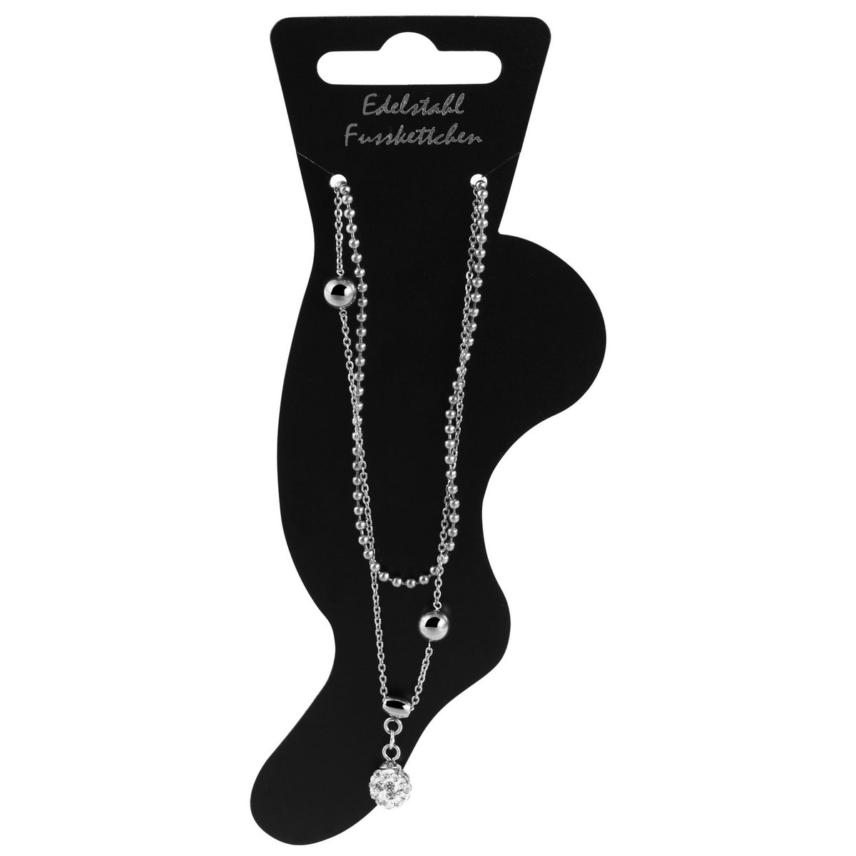 "Dan", anchor/ball anklet, stainless steel, ball pendant, Simili, 24 + 5 cm