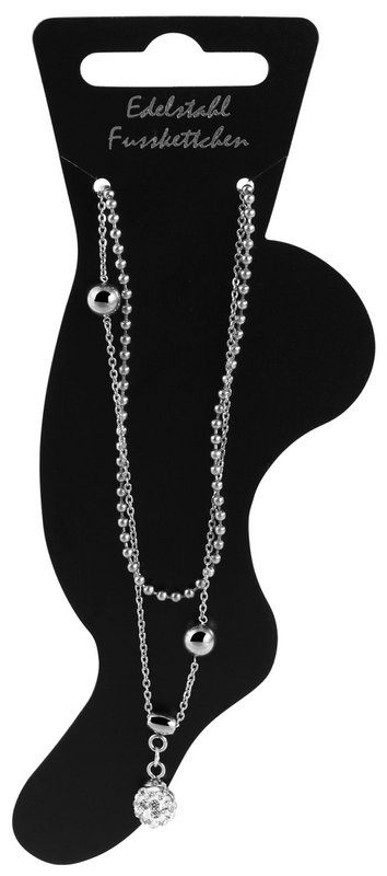 "Dan", anchor/ball anklet, stainless steel, ball pendant, Simili, 24 + 5 cm