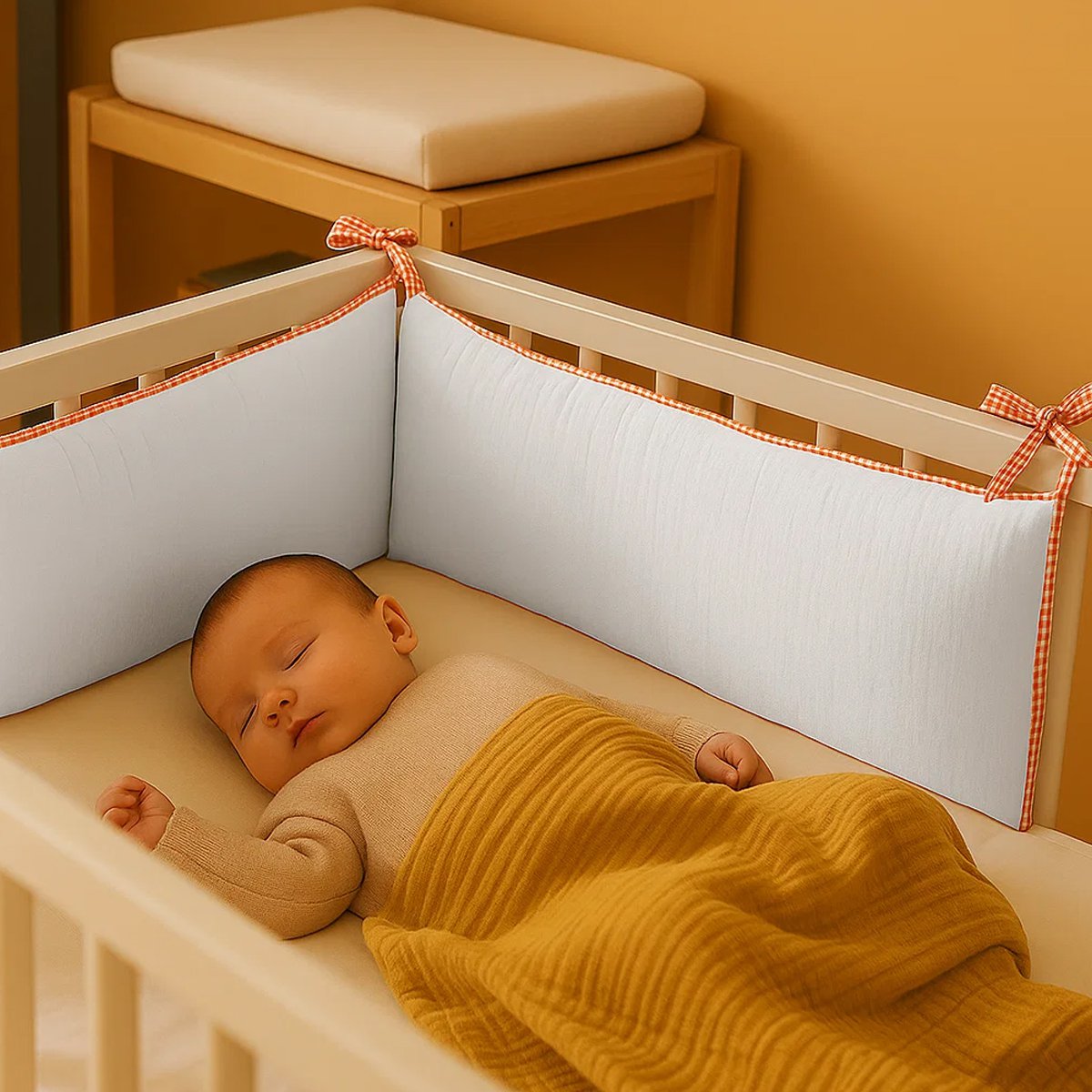 Protector de cama de algodón orgánico blanco