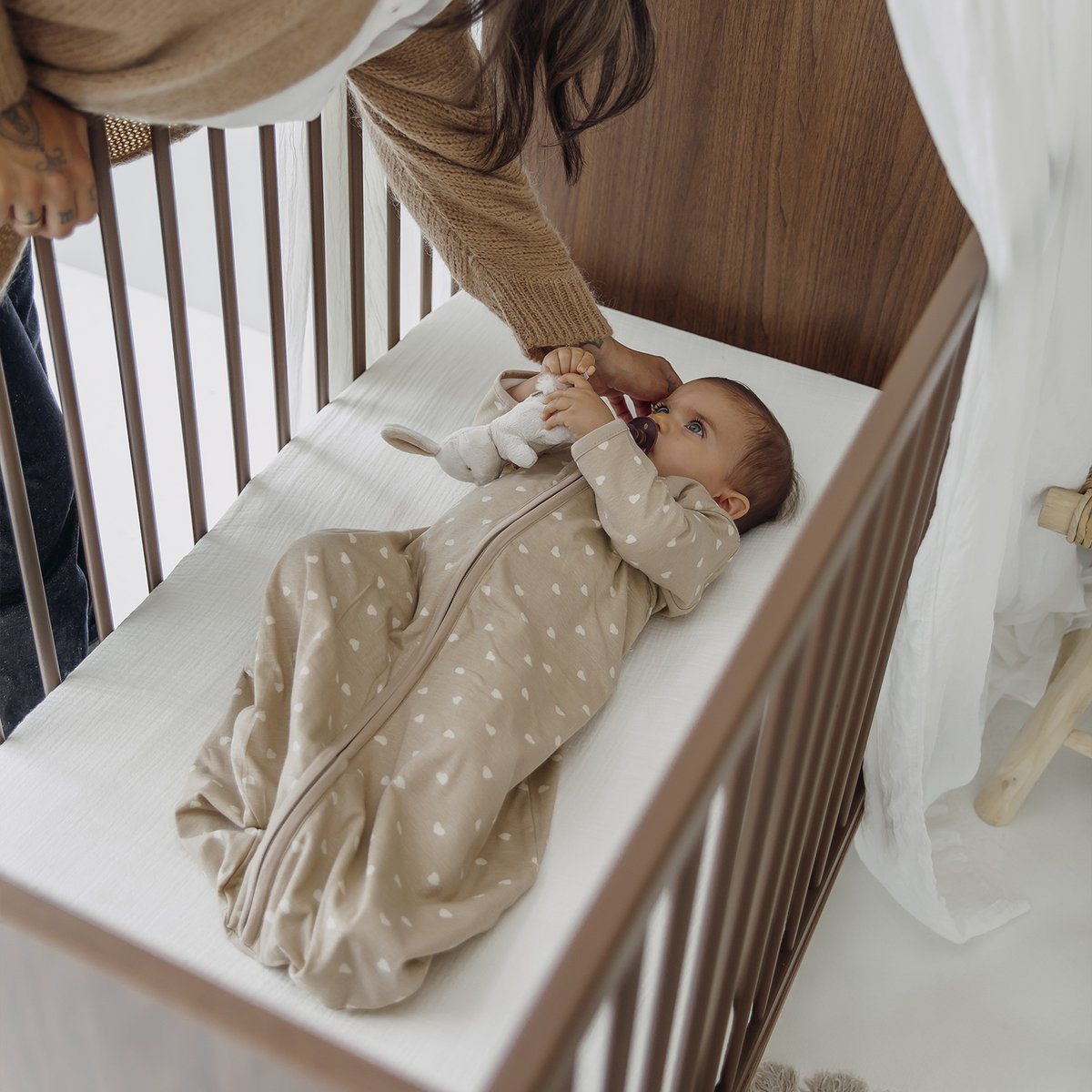 Rund uforet sovepose med fast ærmet jersey Sweet Heart Sand/Soft Sand 110cm
