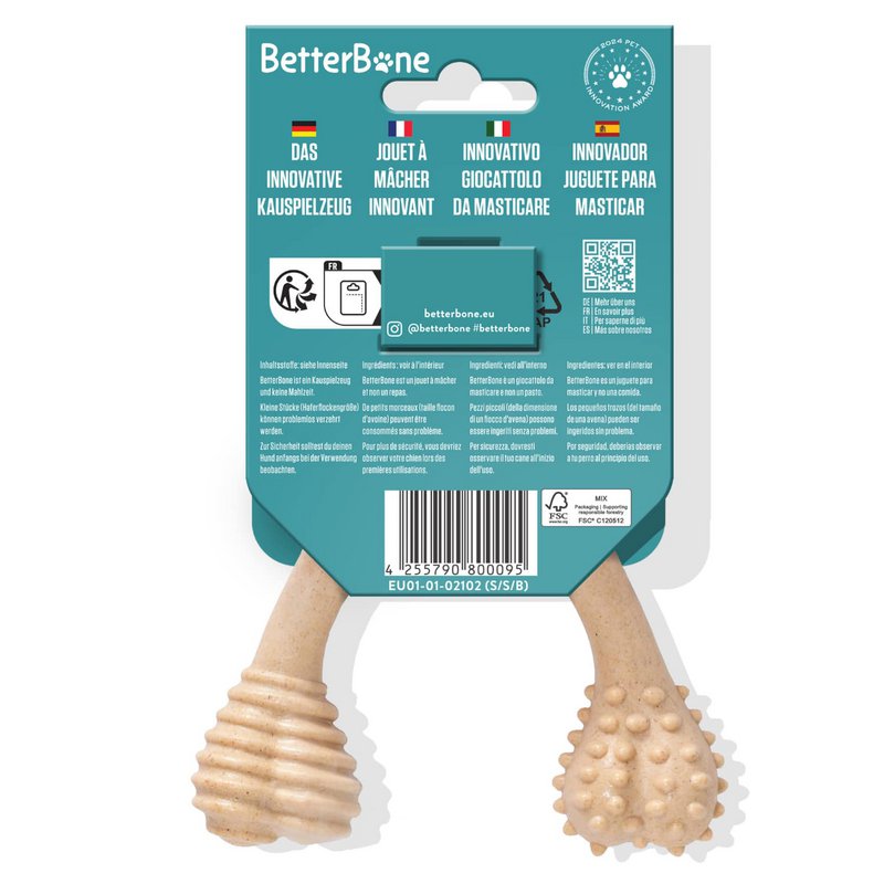 BetterBone Dogs Tewing Bones - Lille blød oksekød (uden nylon, CO2 neutralt lavet i Europa)