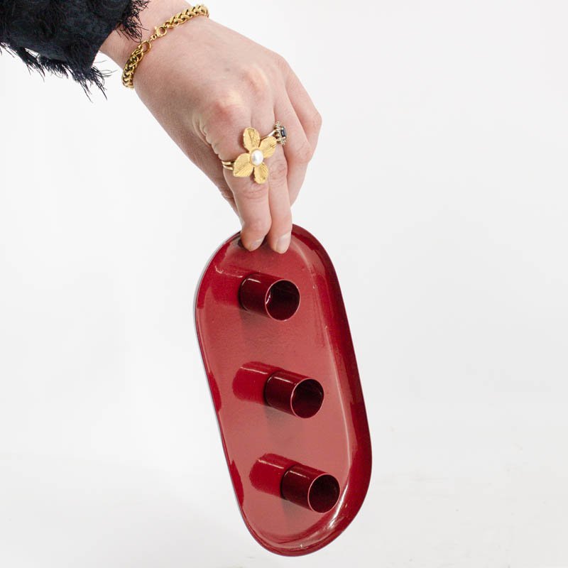 Candle stand Set Oval Maroon