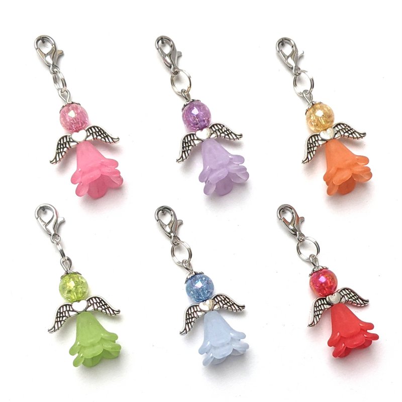 Beschermengel ‘Freya’ sleutelhangers, set van 6, zilver