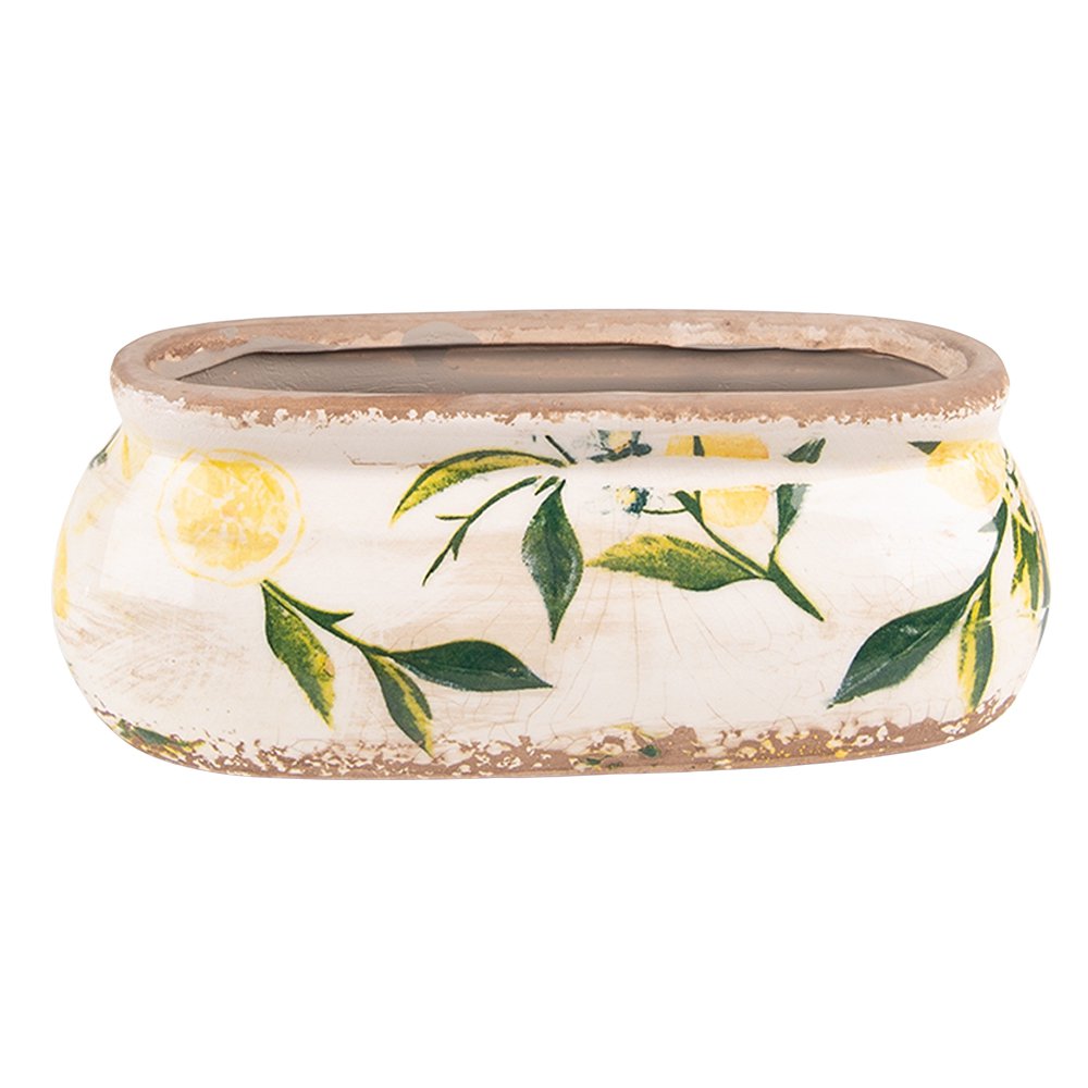 Flowerpot 18x7x7 cm Yellow Ceramic Lemon Flowerpot Indoor