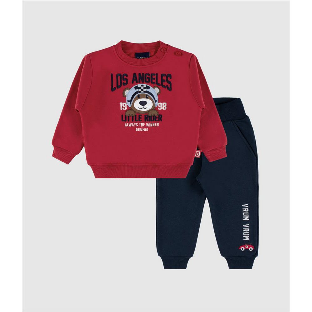 Verspieltes besticktes Winter-Fleece-Trainingsanzug-Set