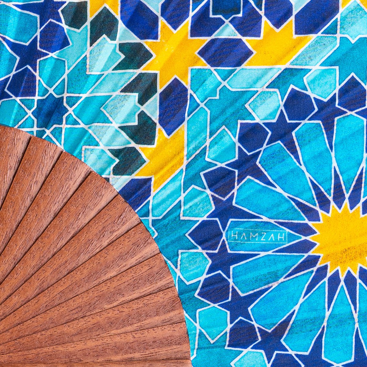 Blaue und goldene Seidenfan geheime Blume