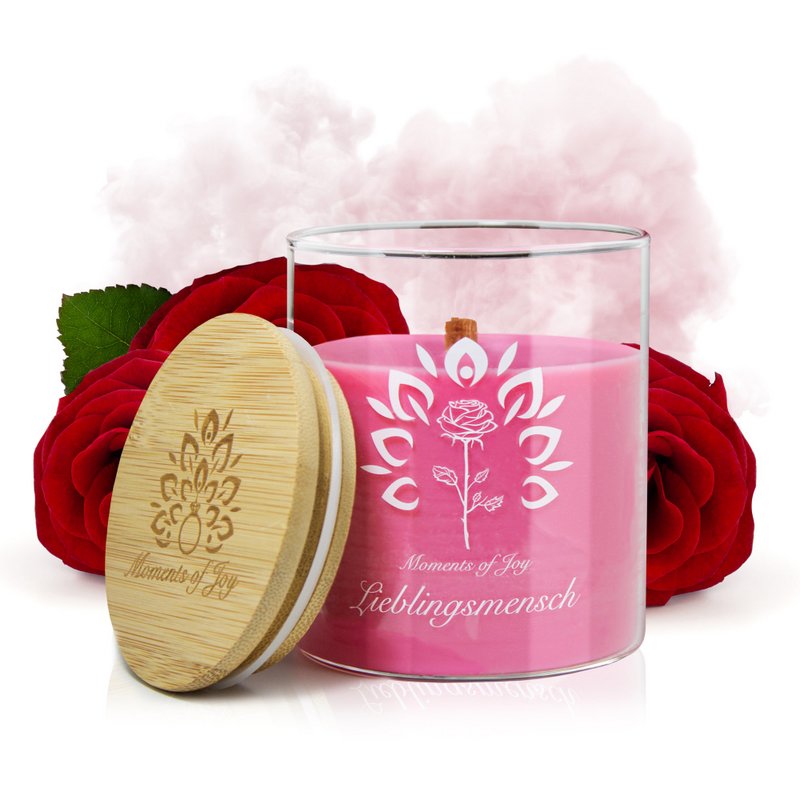 Bougie déco au parfum de rose & mèche en bois crépitante : Personne préférée