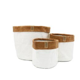 SIZO Paper Bag Bianco con bordo in pelle