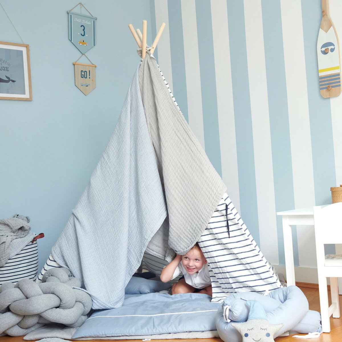 Grey 4 in 1 Muslin Baby Blanket Large