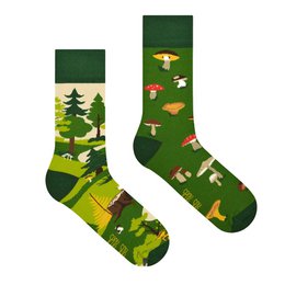 Mushroom socks | Wild mushrooms in forest - casual mismatched socks