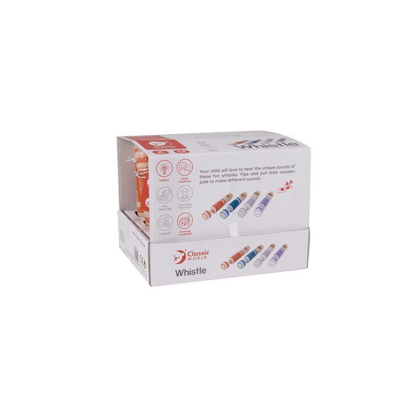 Whistle - Assortment 4 col. in display - 12 pcs - 3x17x3cm