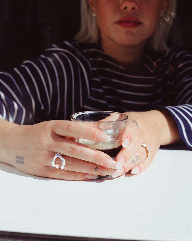 Varia Flower Ring - Pearl - Silver Blue
