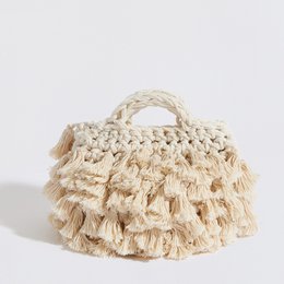 Szydełkowane sprzęgło „Pebble Tassel” z Crossbody Strap Beige