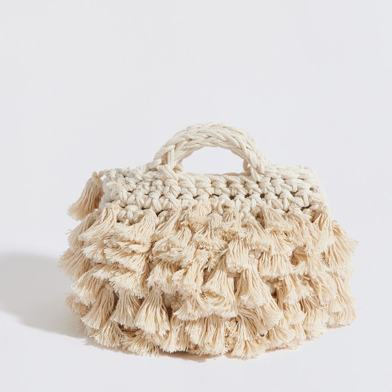 Szydełkowane sprzęgło „Pebble Tassel” z Crossbody Strap Beige