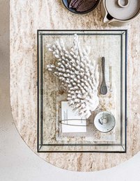 Storage Box Glass with Metal Golden Frame 21x33x9cm