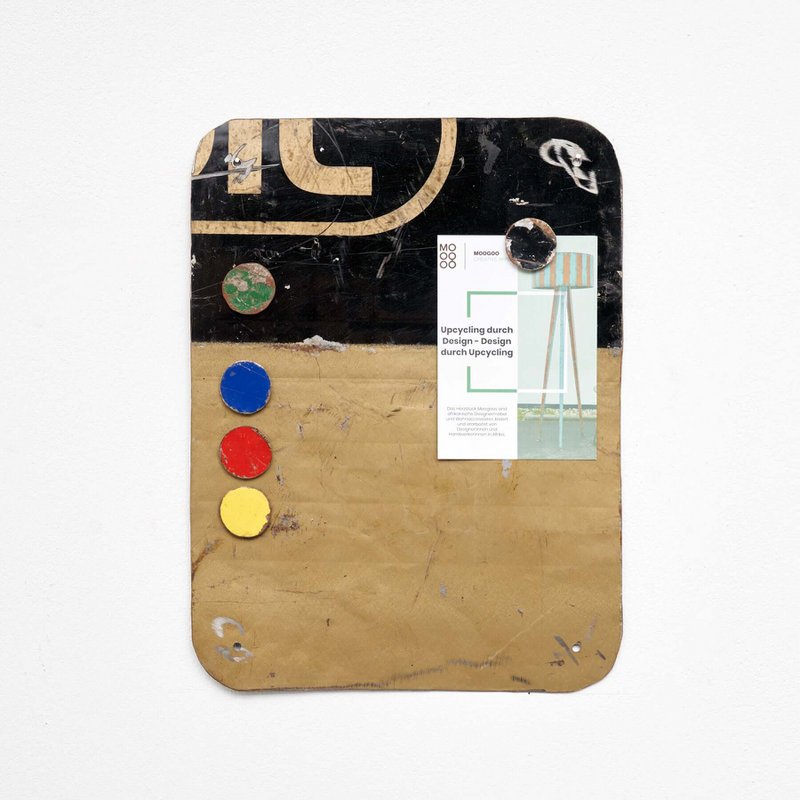 Magnetic board made from recycled oil drums with 5 colorful magnets