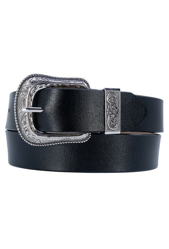 Cinturón ancho de mujer de piel con hebilla estilo western 607-40