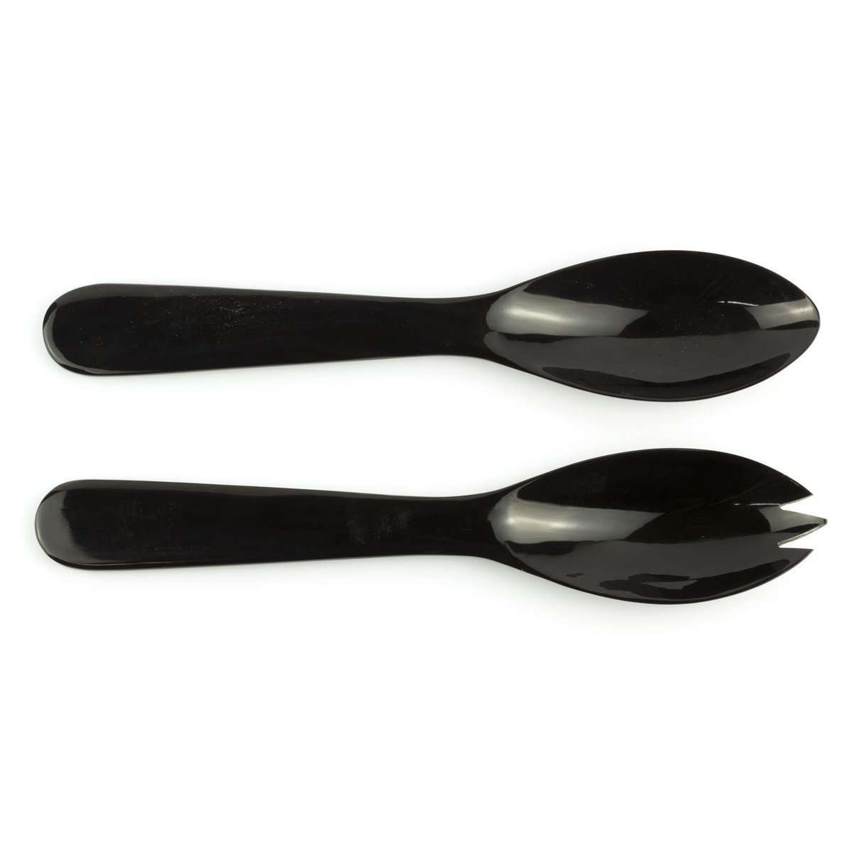 Couverts plats en corne noire unie
